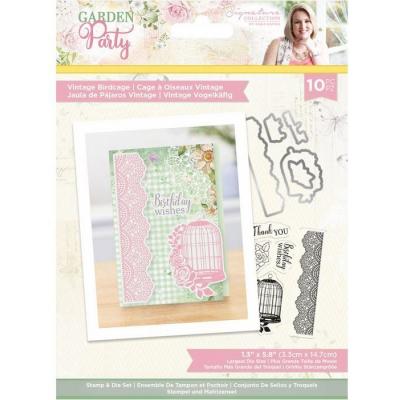 Crafter's Companion Garden Party Clear Stamps & Die - Vintage Birdcage